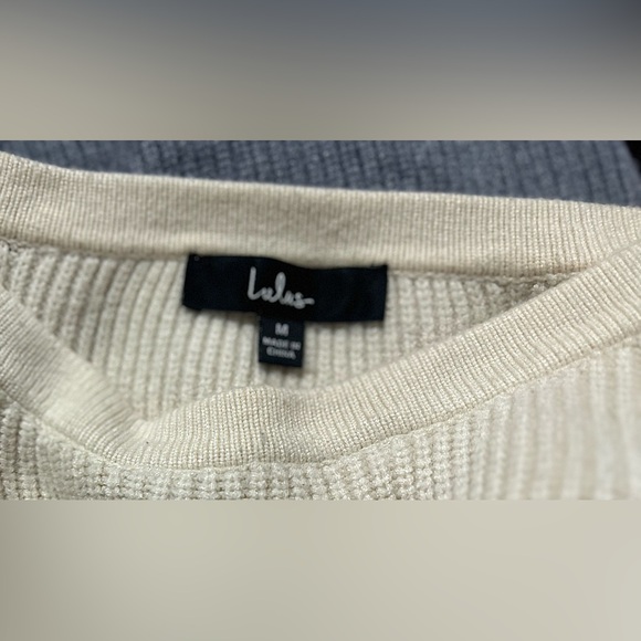 Lulus Trio-Tone Colorblock Ribbed Sweater Size M Long Balloon Sleeve Cozy Winter - Picture 9 of 9